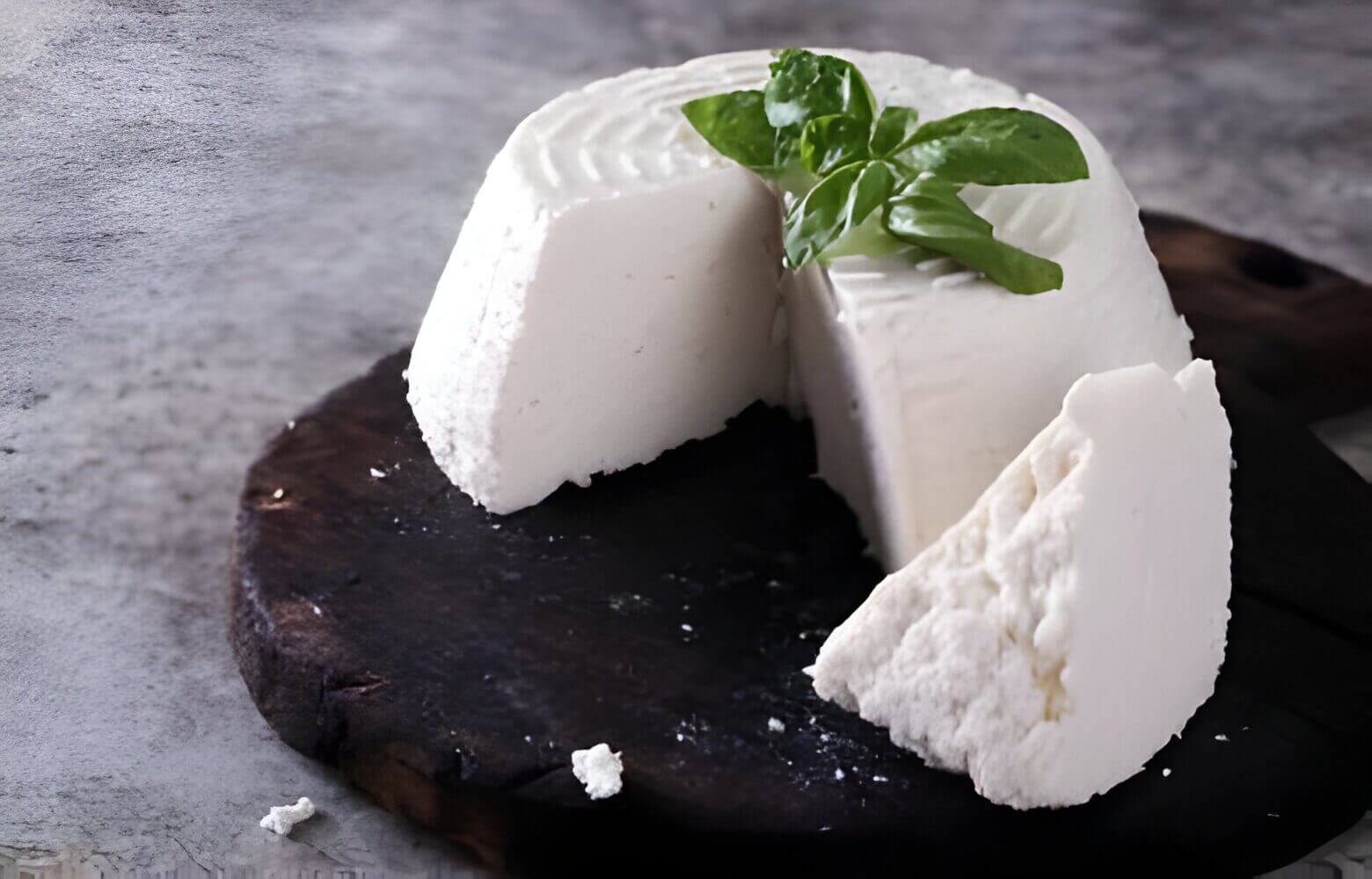 Ricotta cheese in closeup detail.